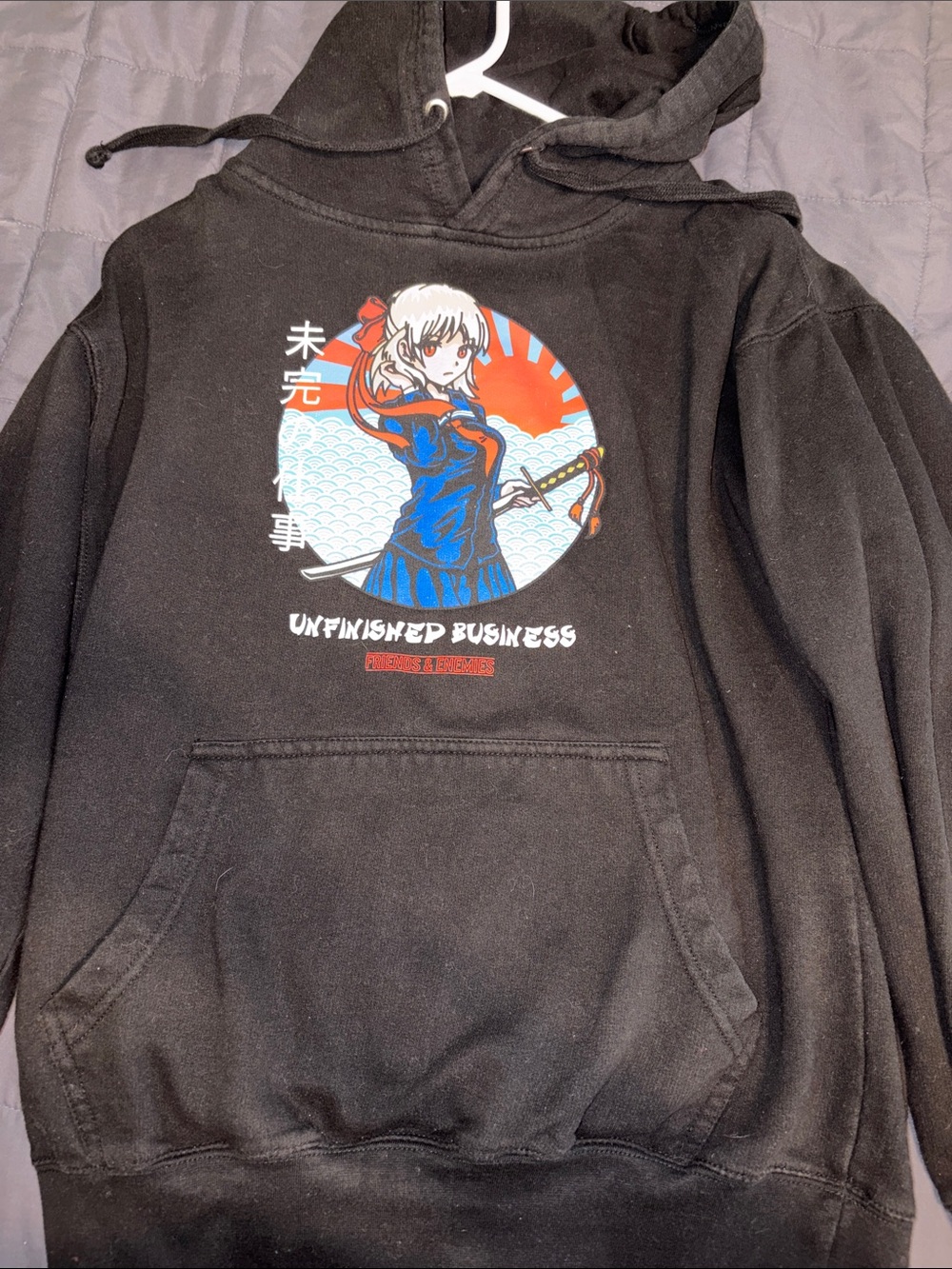 Kids Black Graphic Hoodie - Unfinished Business